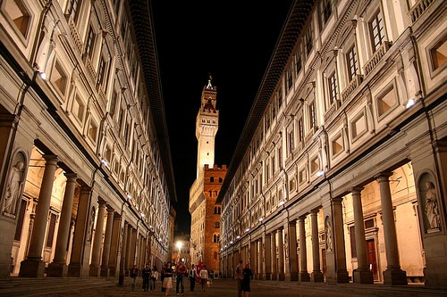 Palais des offices composé de la Galerie des Offices lors d'une visite à Florence