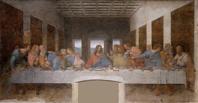 La Cène, fresque signée Leonard de Vinci représentant Jésus et les apôtres est visible à Milan.