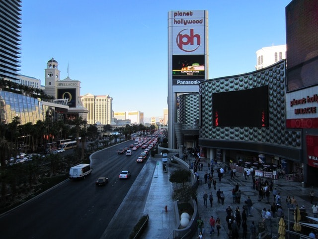 Le strip avec le Planet Hollywood Casinos à Las Vegas.