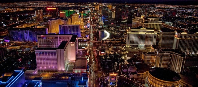 Vue aérienne sur le strip de Las Vegas.