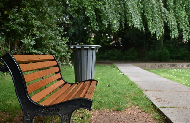 Banc dans un jardin calme.