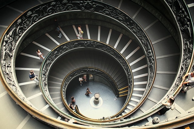 L'escalier de Bramante au musée de Vatican.