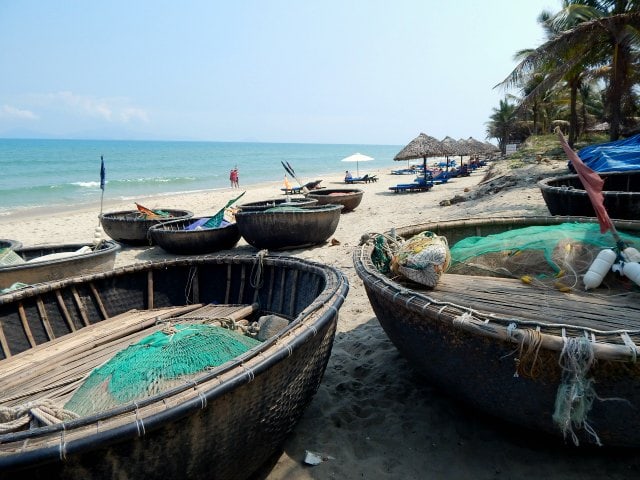 Les plages de Hoi An et les basket boat des pêcheurs