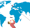 Carte du monde représentant la liaison aérienne entre Londres et Perth en Australie.