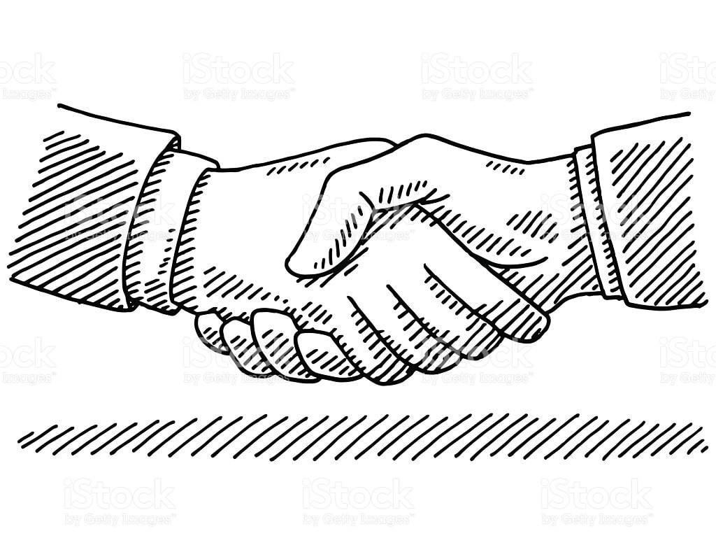 Illustration d'une poignée de main entre deux personnes. 