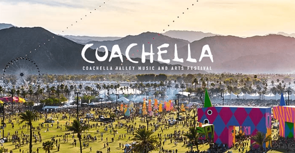 Vue d'ensemble sur le festival Coachella à Indio en Californie.