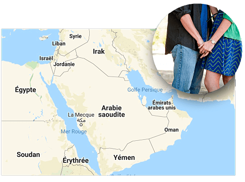 La carte de l'Arabie Saoudite avec une petite photo de son info insolite. 
