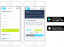 Illustration de l'interface de l'application mobile d'Algofly.fr, le comparateur de voyage sur smartphone.