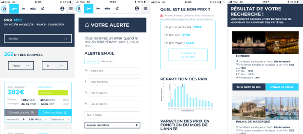 Les principales fonctionnalités de l'apps Algofly pour voyager pas cher.