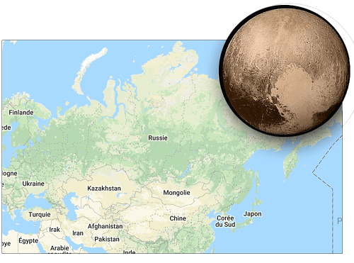 La carte de la Russie avec une petite photo de son info insolite. 