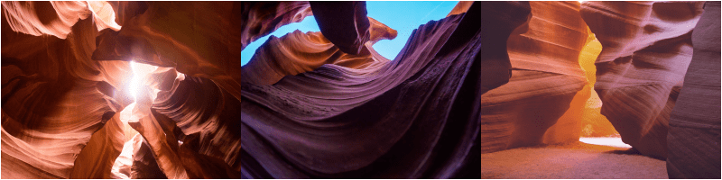 Différentes vues sur le Antelope Canyon.