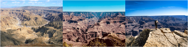 Différentes vues sur le Grand Canyon.