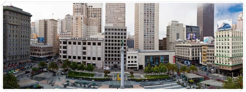 Vue sur Union Square à San Francisco.