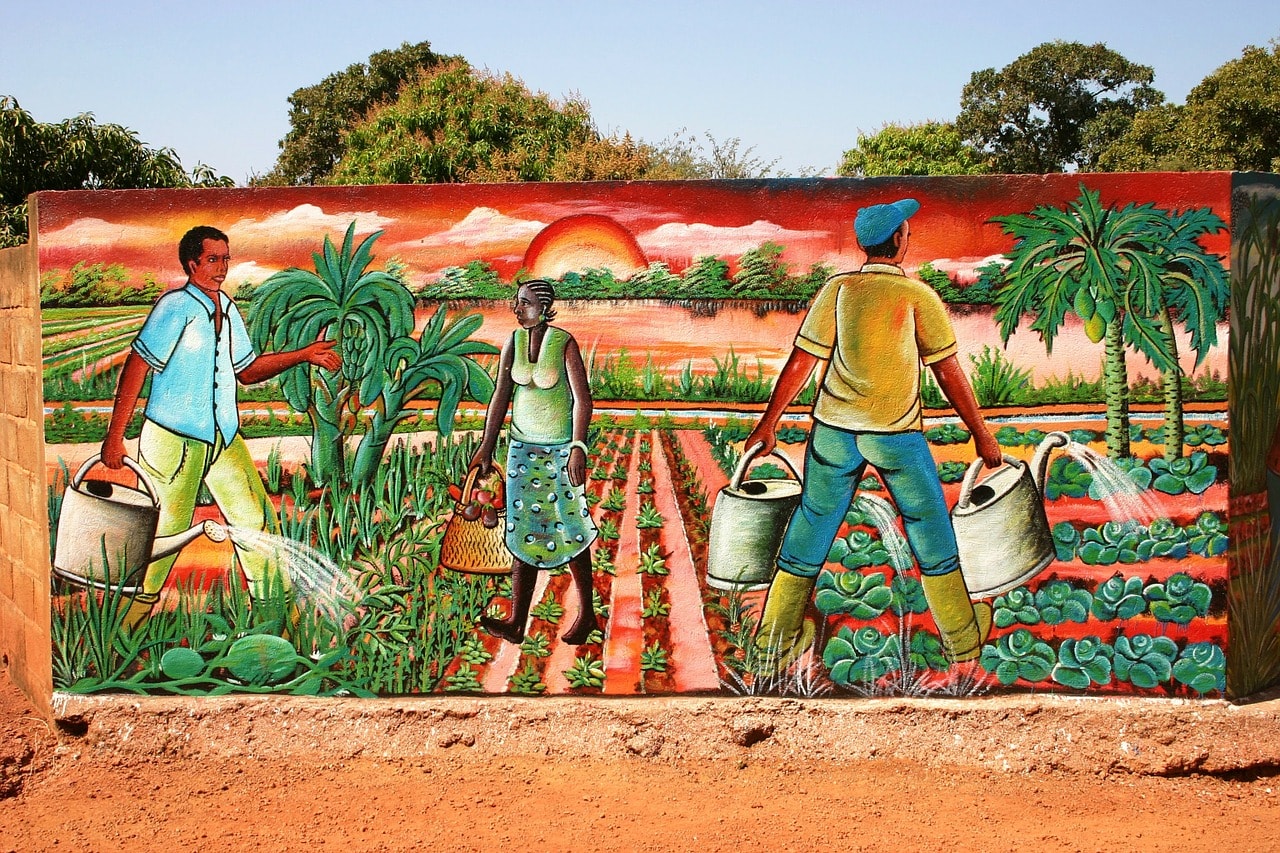 Un vol Burkina Faso pas cher avec Algofly illustré par un mur de peinture typique.